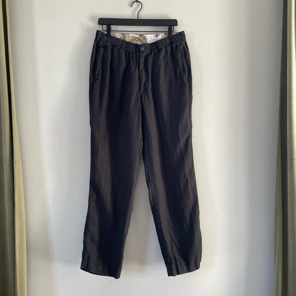 28 Palms Black Mens Linen Pants